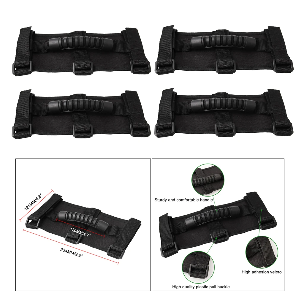 

4pcs Roll Bar Grab Handles Rear Side Bar for Wrangler YJ TJ JK JL 1987-2018
