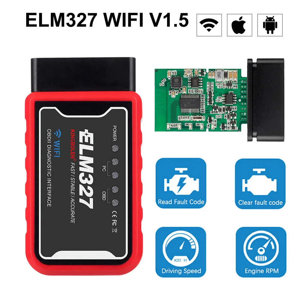 Диагностический сканер PIC25K80 ELM327 OBD2 V1.5 Wi-Fi Android IOS для автомобилей Volkswagen Nissan Opel Mazda
