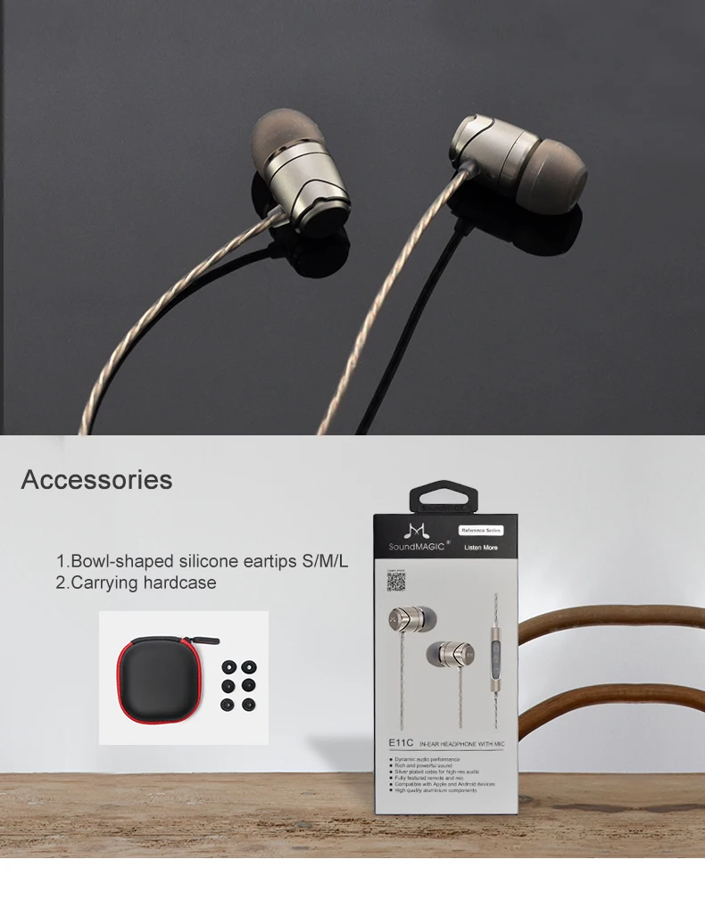 Наушники вкладыши SoundMAGIC E11C с микрофоном универсальный пульт дистанционного