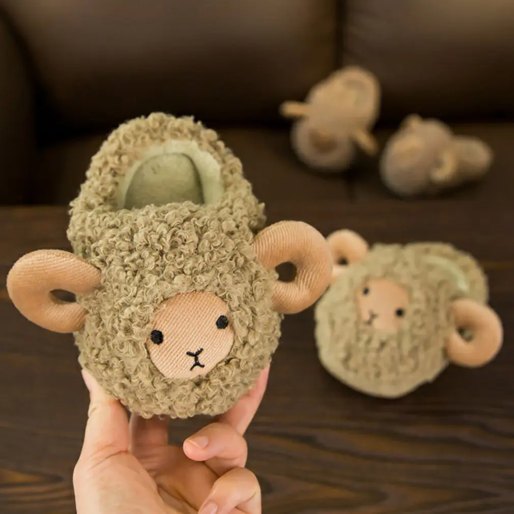 

Baby Cotton Slippers Winter Children's Cute Sheep Slippers Plush Slippers Home Indoor Shoes Furry Kids Slippers