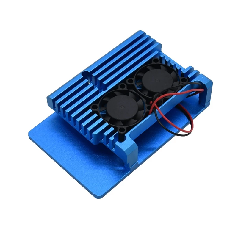 Для Raspberry Pi 4 4B Алюминий чехол Корпус кожух CNC охлаждения P/N: двойной вентилятор для