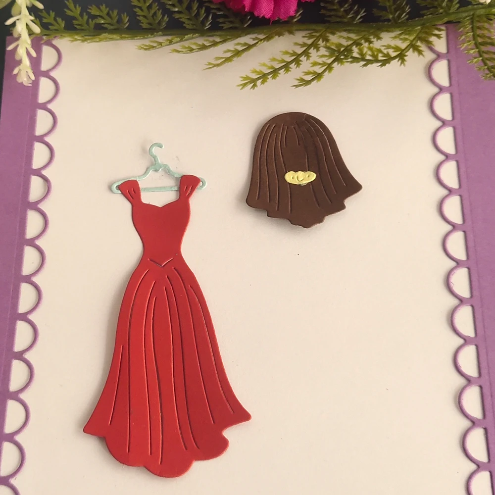 

Beautiful skirt hanger hair combination metal cutting die scrapbook DIY photo album card board paper technology