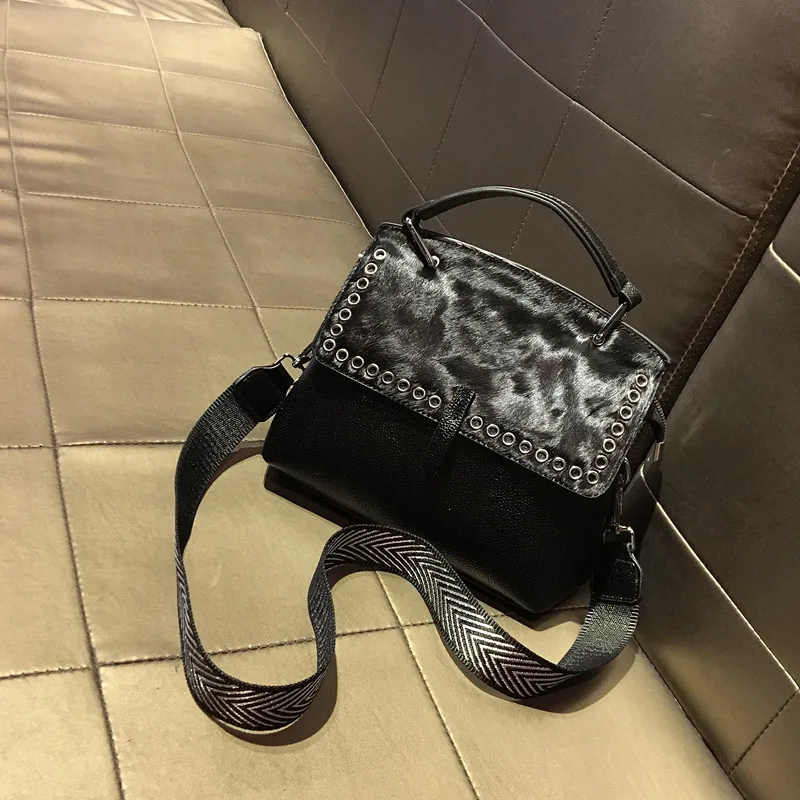 Сумка-мессенджер женская с натуральным конским волосом Модный саквояж