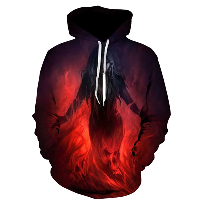 

Hot sale ghost 3d print sweatshirt Harajuku style pullover horror skull hoodie brand men's hoodie