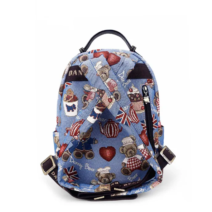 Небесно-голубой Women's Backpacks Funny Bears Printed Canvas School Bags for Teenage Girls Travel Shoulder Bag Mochila Feminina Bolsas - Цвет: Небесно-голубой