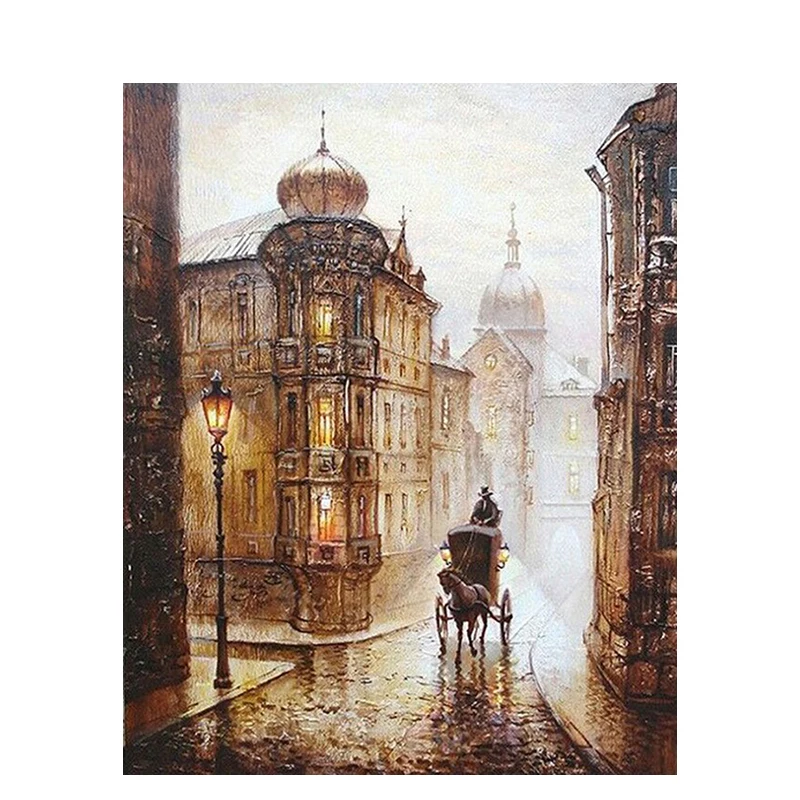 Розовый Малыш DIY Pari lovers уличный пейзаж масляная Акриловая картина по номерам на холсте в рамке настенные картины искусство для украшения дома - Цвет: Розовый