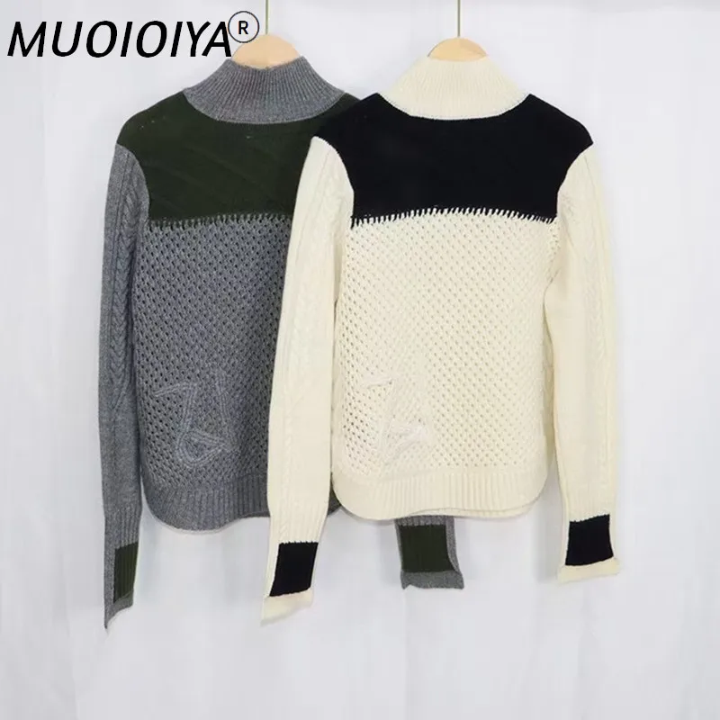 

100% кашемировый Женский трикотажный топ с длинным рукавом и вышивкой в технике пэчворк