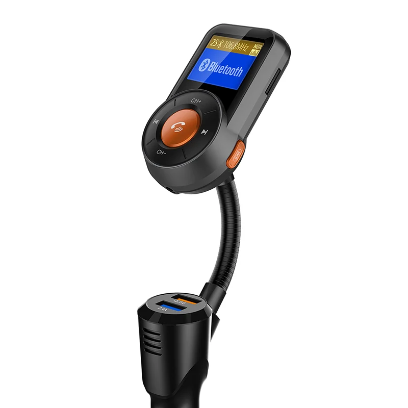 Автомобильный Bluetooth MP3 плеер QC3.0 с функцией быстрой зарядки FM модулятор