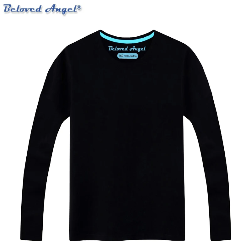 

100% хлопковая футболка с длинными рукавами для мальчиков и девочек модная детская одежда для малышей черный, синий, желтый, красный цвета