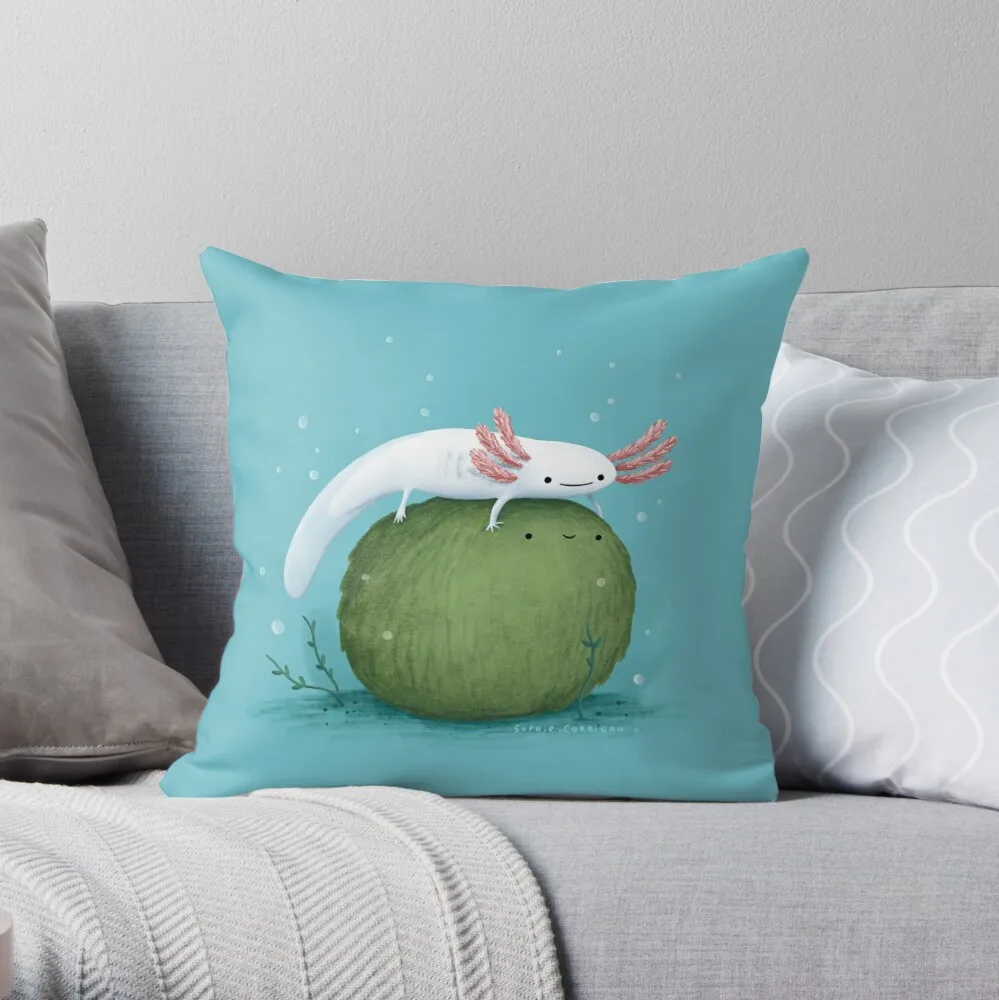 

Axolotl on a Mossball Throw Pillow Pillow Case Polyester Home Decora Pillowcases Throw Pillow Case kussensloop almohada poszewka
