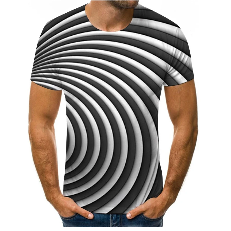 

2021 Summer Fashion Short Sleeve Geometric T-shirt Men's Casual Top 3D Printed Shirt Fashion Breathable Shirt Street Wear