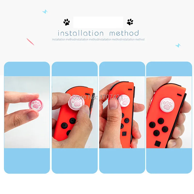 4 шт. силиконовые аналоговые ручки для большого пальца Joy Con колпачки с