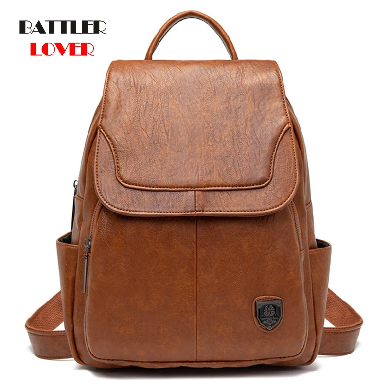 

Women's Vintage Backpack 2021 Travel Large Backpacks Leather Handbag Schoolbag For Female Shoulder Back Pack Femme Mochila Bag