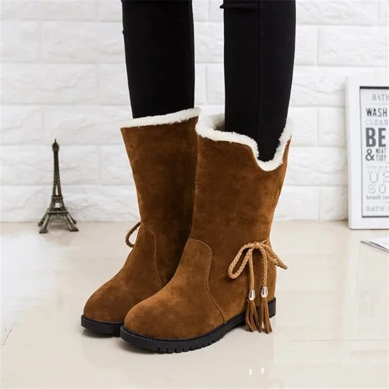 Новые ботильоны женские зимние ботинки на плоской платформе теплая обувь с