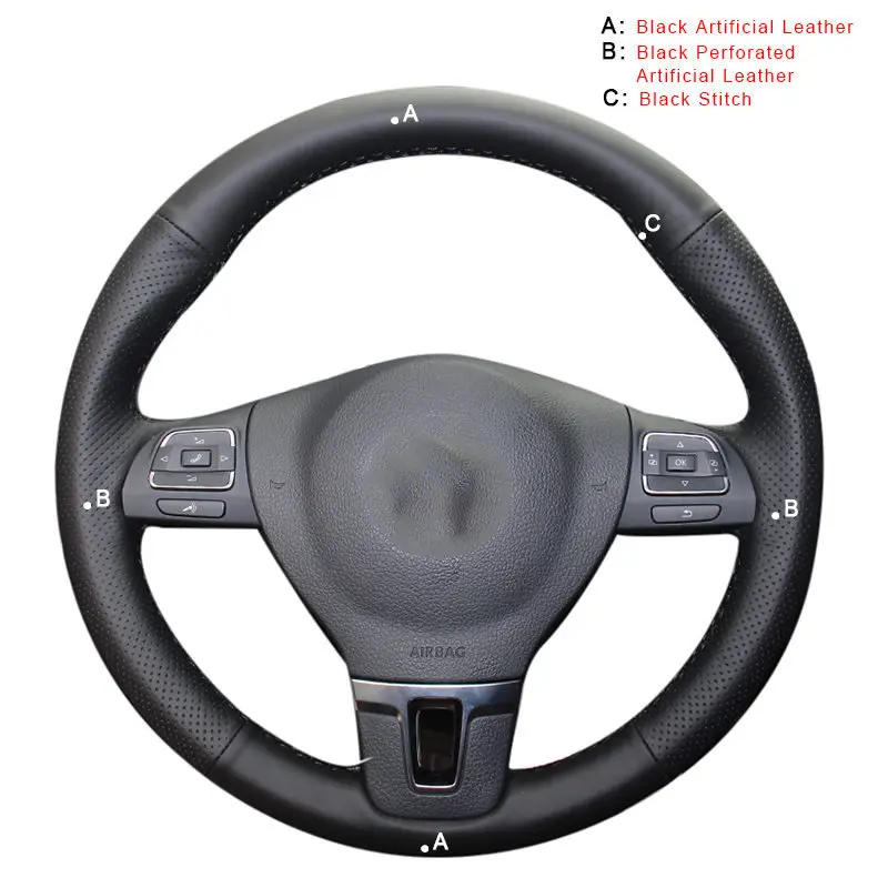 Artificial Leather Авто оплетка на руле Крышка для Volkswagen VW Golf Tiguan Passat B7 Passat CC Touran Jetta Mk6 автомобильные чехлы автостайлинг - Название цвета: Artificial Leather