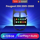 Автомагнитола Junsun V3 Pro, мультимедийный видеоплеер на Android 10 с процессором Qualcomm для Peugeot 206 2001 - 2008 CarPlay, 2 Din, DVD