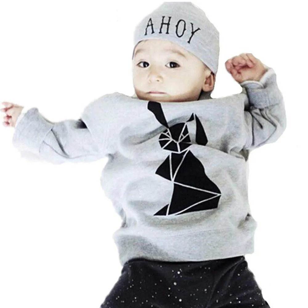 Весна 2020 Детский свитер хлопковые толстовки с капюшоном принтом кролика для