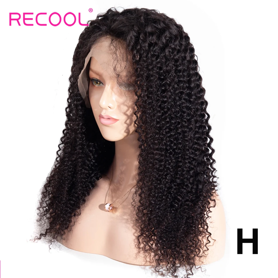 Recool кудрявый парик полный шнурок человеческих волос парики высокое соотношение