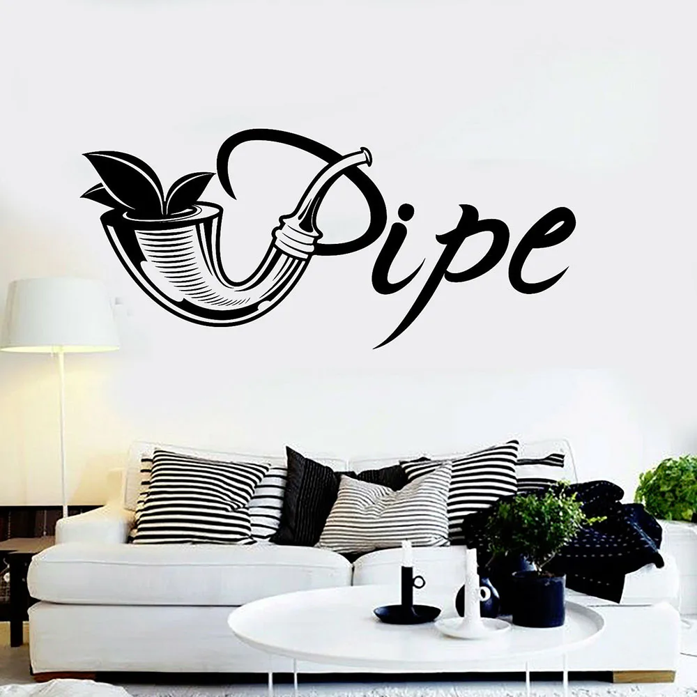 Логотип магазина табака Наклейка на стену труба дым Creatives двери окна виниловые