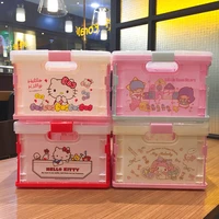 kawaii collapsible plastic storage box toy folding sundry storage basket case utility cosmetic container desktop hard tool box