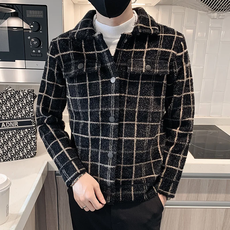 

2021 Imitated mink wool Trench Coat Jacket Autumn Winter Slim Fit Casual Business Windbreaker Overcoat Streetwear Men Clothing