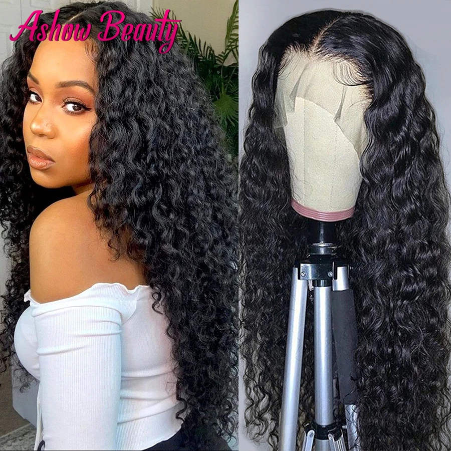 

Ashow Beauty HD Transparent Kinky Curly Lace Wigs Remy 13x4 Lace Front Human Hair Wigs Pre Plucked Curly Human Hair Wig