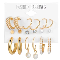 9 pairset pearl rhinestone fake hoop earring stud earrings drop earrings luxurious jewelry earring set for women girl party