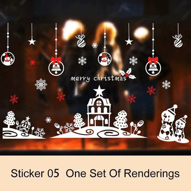 Рождественский снеговик съемные домашние виниловые наклейки на окна настенные