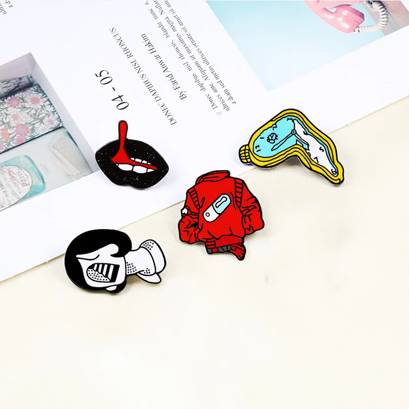 Женская Брошь с эмалью Винтажная брошь в стиле панк язычками и губами|Броши| |