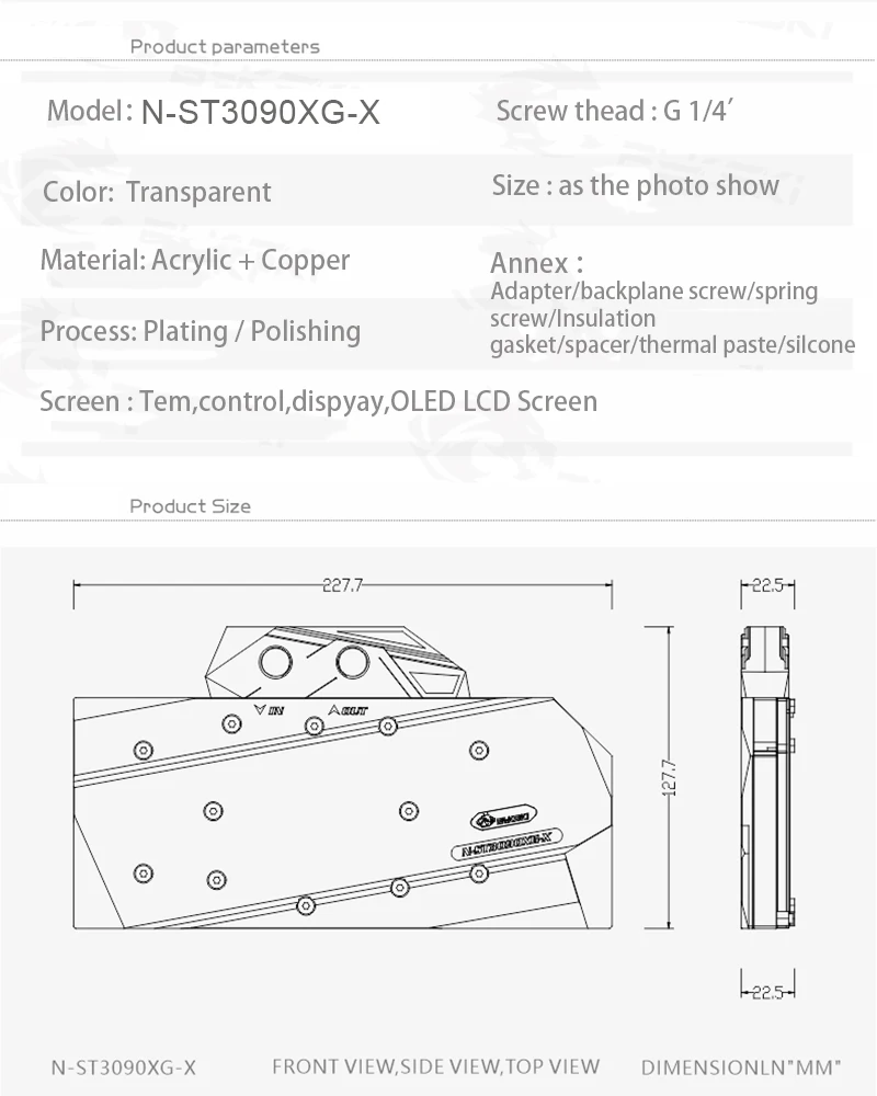 

Bykski Water Block use for Zotac RTX3090-24G6X X-GAMING-OC/RTX3080-10G6X X-GAMING-OC GPU Card /Full Cover Copper Radiator Block