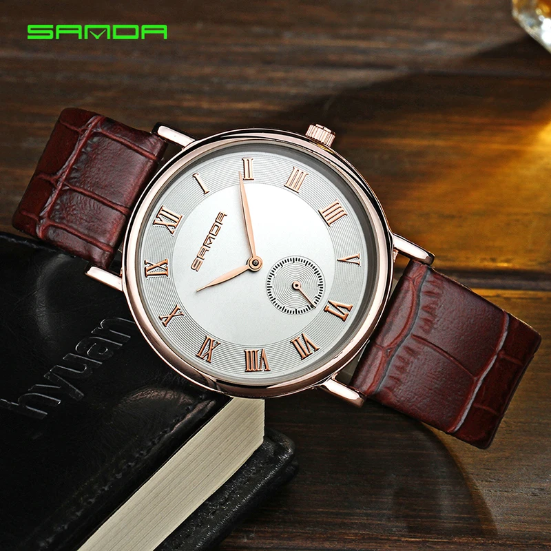 

SANDA Luxury Brand Men Watch Ultra Thin Leather Clock Male Gold Business Wristwatch Waterproof Men Watches relogio masculino