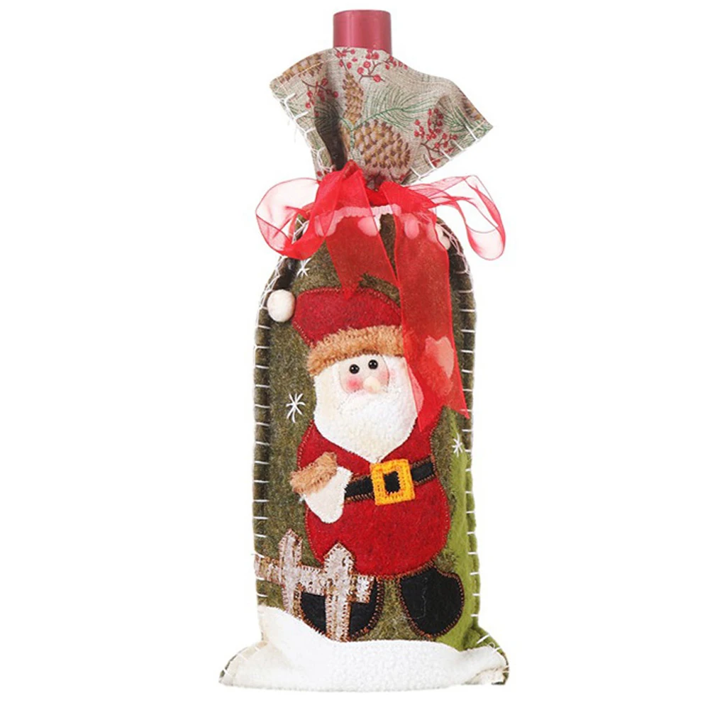 Рождественские Чехлы для бутылок вина с рисунком из мультфильма сумки витрины