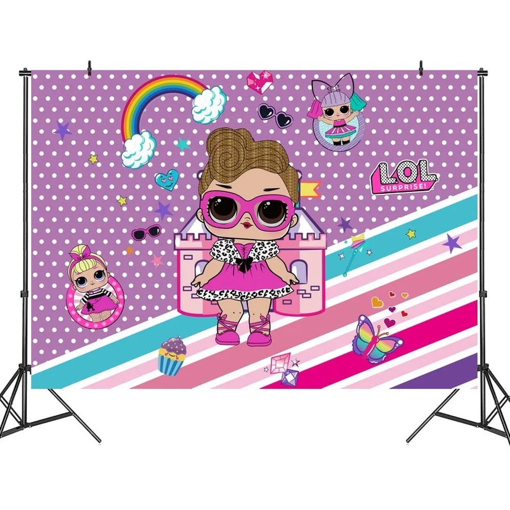 Оригинальный фон LOL для девочек на вечеринку и день рождения тканевый с
