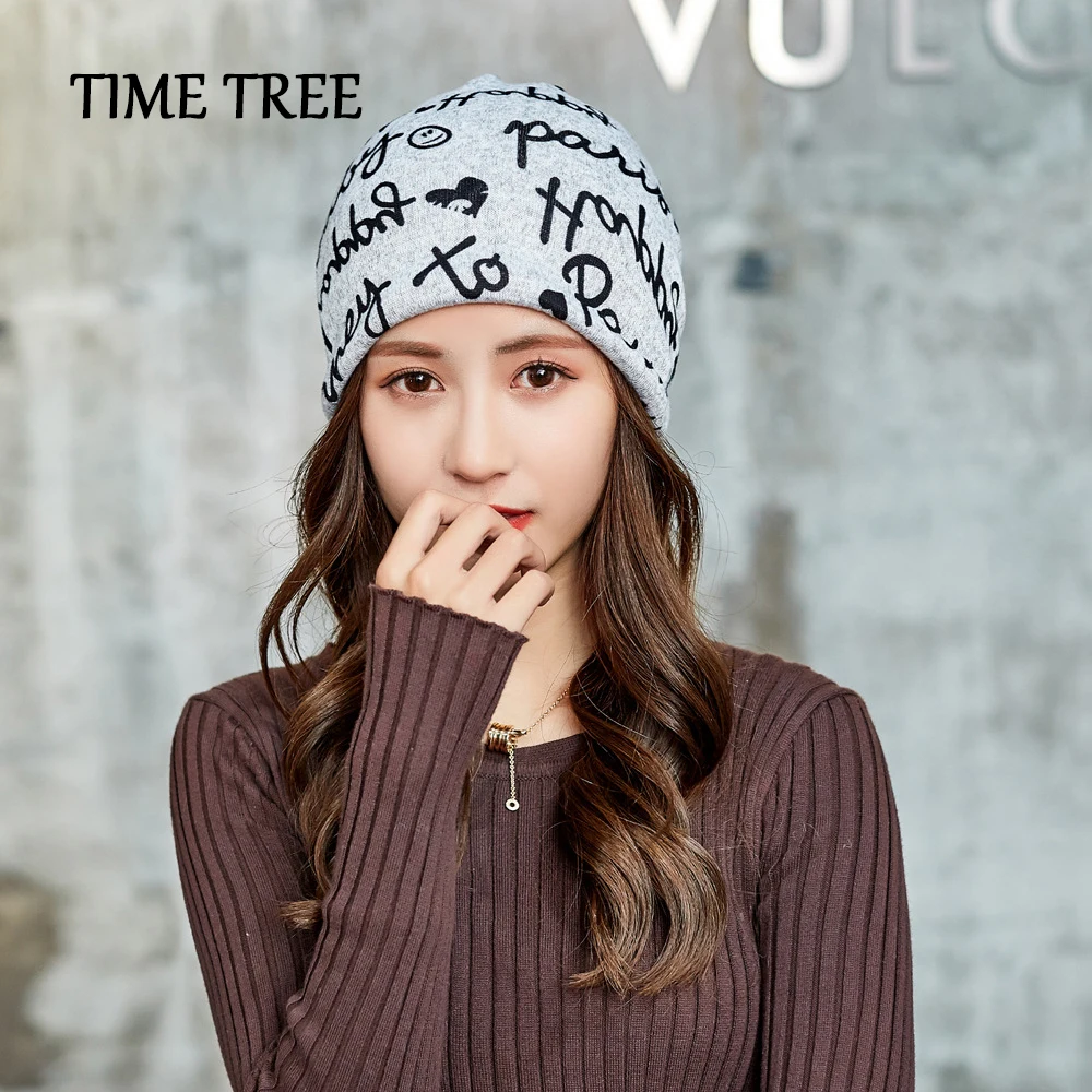 Зимняя шапка многофункциональный шарф берет шапки для женщин с буквенным