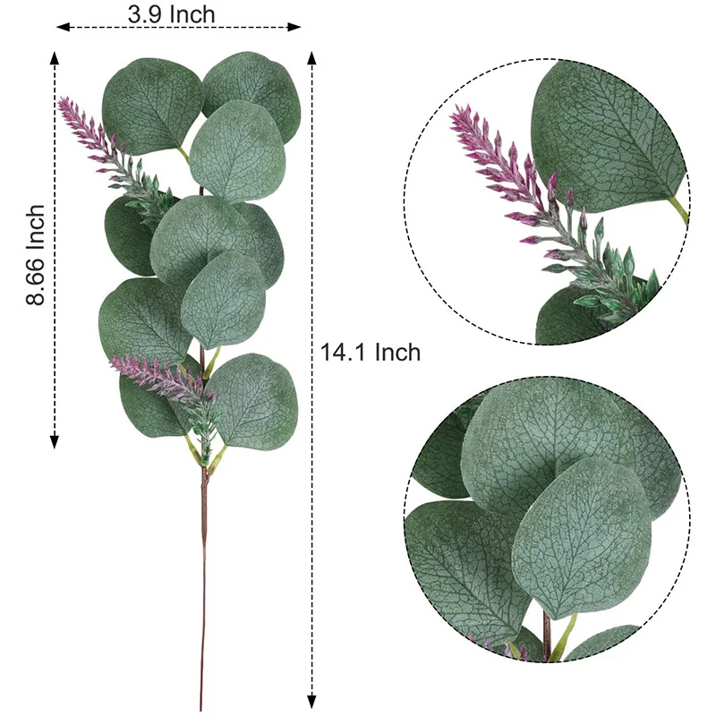 24 шт искусственные листья эвкалипта стеблей оптом искусственная зелень растений