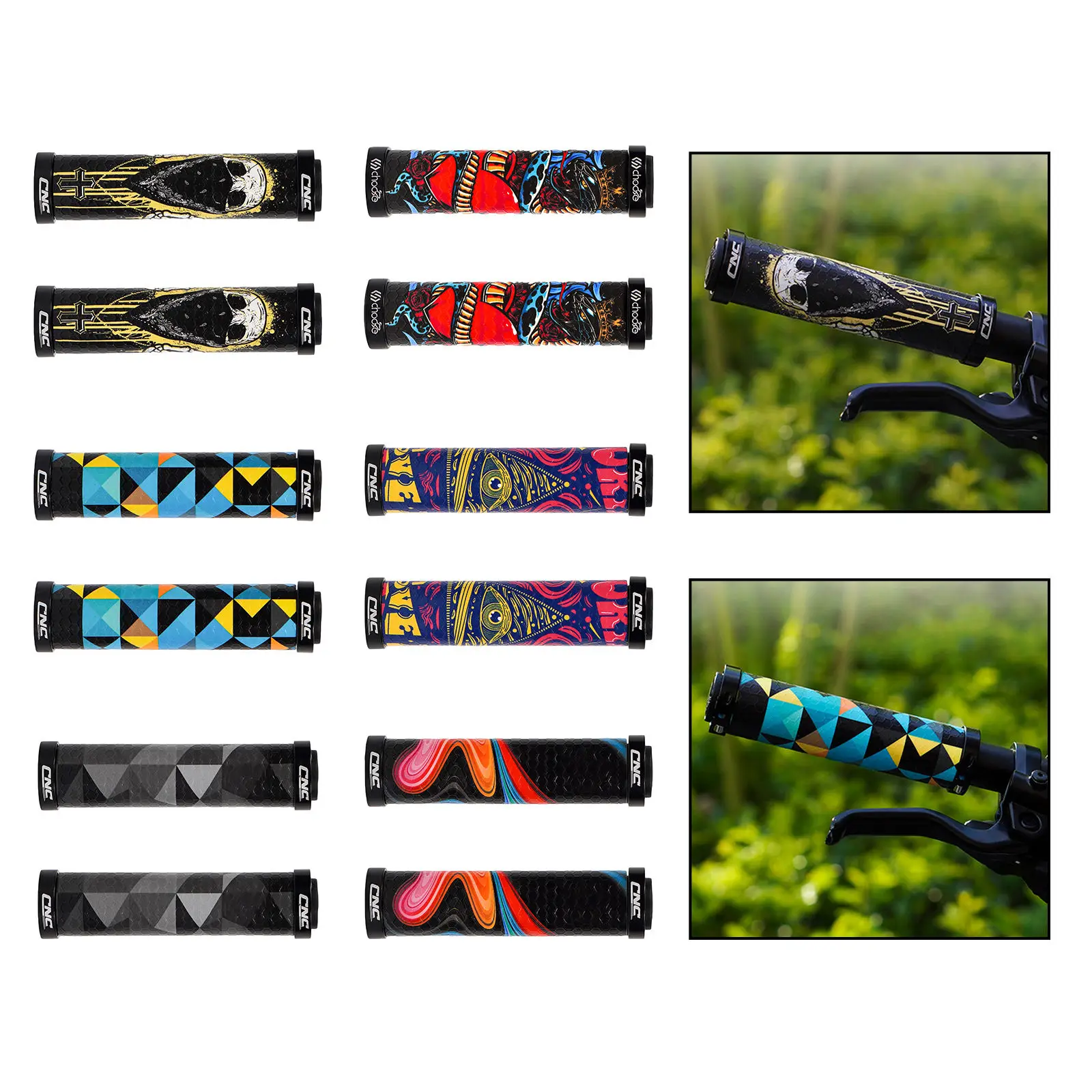 

2Pcs Bike Handlebar Grip Anti-skid Shock-absorbing Double Lock on Soft Bike Grips Ultralight Cycling Handlebar