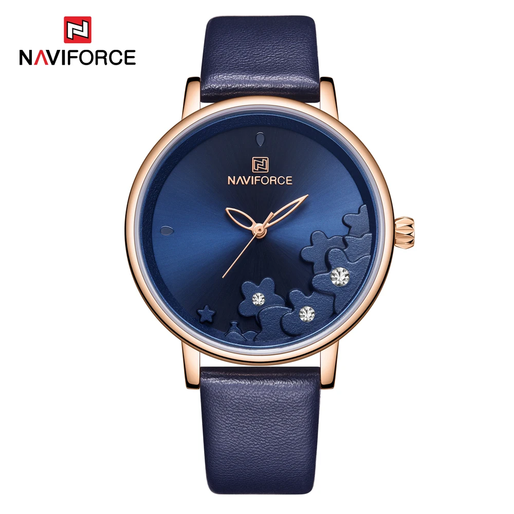 NAVIFORCE новый дизайн 3D цветочный узор модный циферблат Топ бренд Роскошные