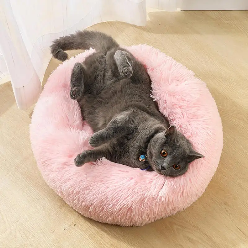 Round Cat Bed House Soft Long Plush Best Pet Dog For Dogs Basket Products Cushion Mat Animals Sofa | Дом и сад