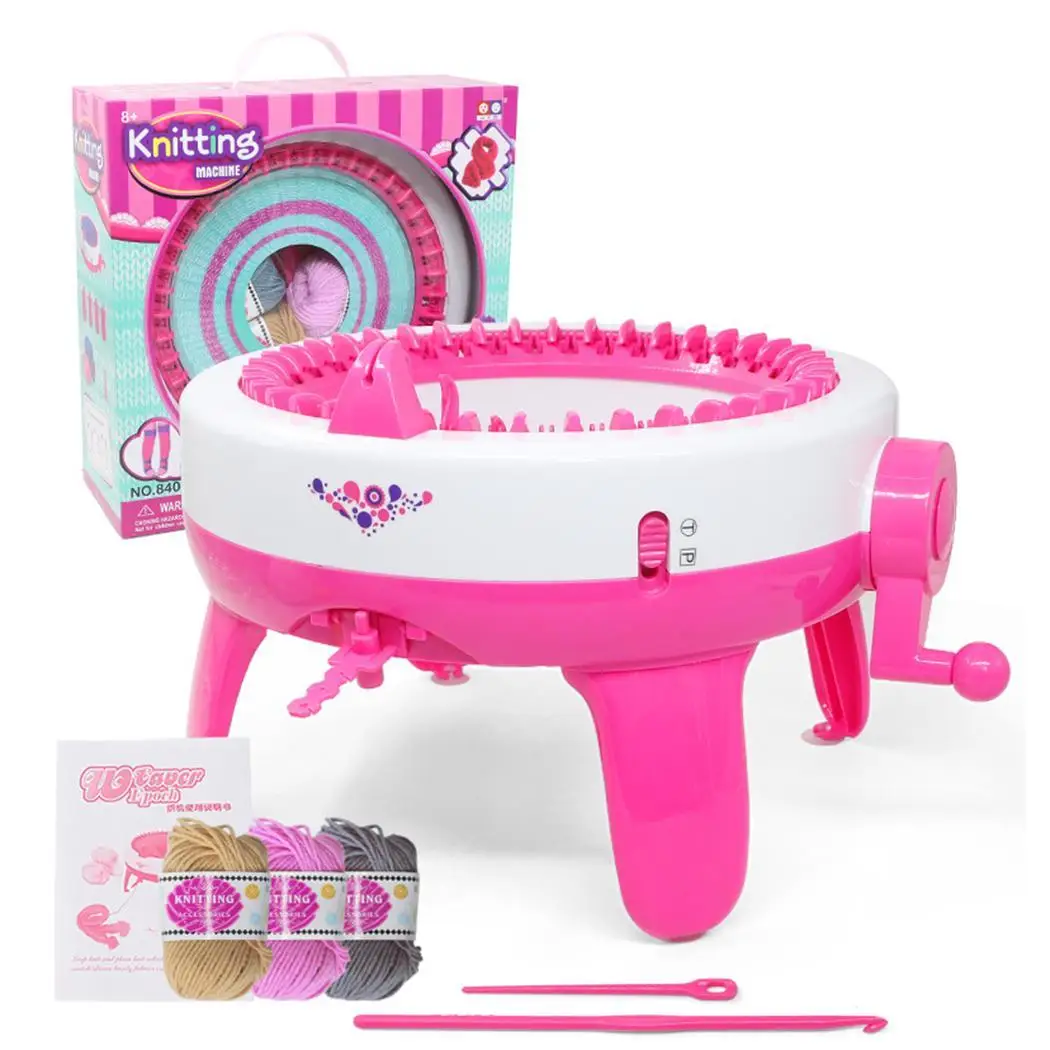 Креативная цилиндрическая вязальная пластиковая машина 3 + Розовая белая детская