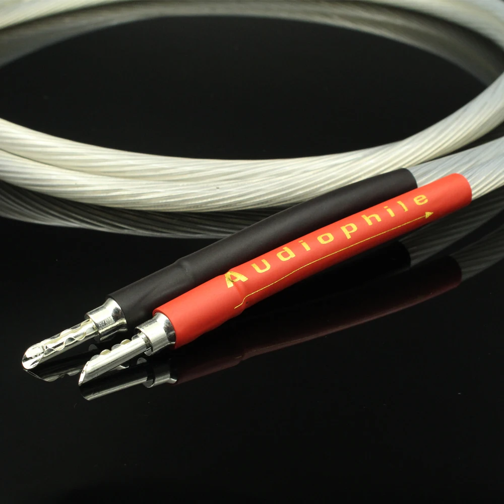 Пара 5NOCC Silver Core Audio Hifi Акустический кабель с серебристым банановым штекером или