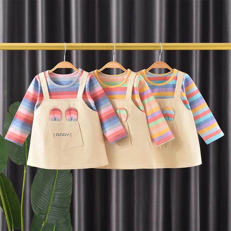 

JIAYAN весенне-осеннее платье для маленьких девочек, хлопковые платья с длинным рукавом, костюм, Повседневное платье принцессы, праздничная од...