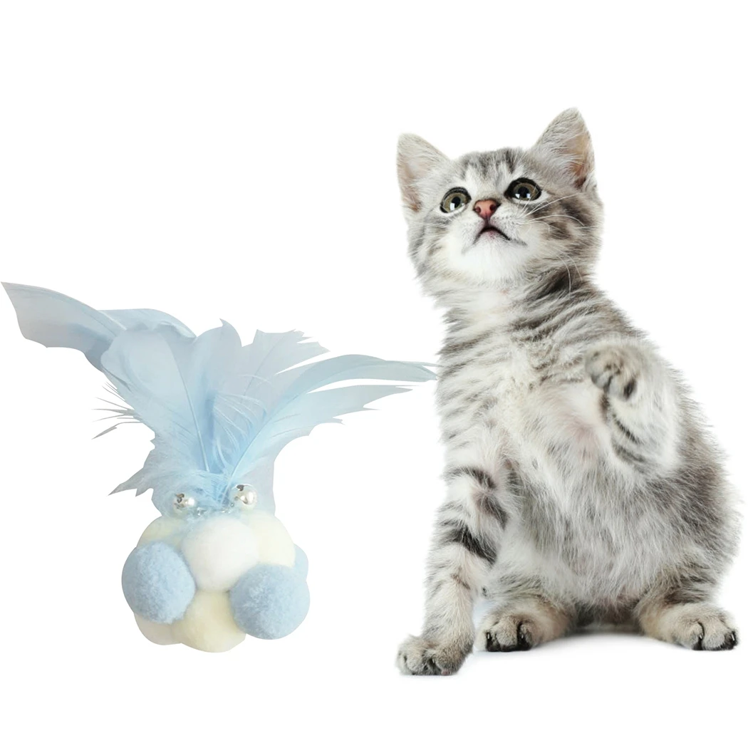 

Legendog 1pcs Cat Ball Toy Interactive Fake Feather Soft Cat Toy Cat Chew Toy Kitten Bell Toys for Cats Cat Accessories