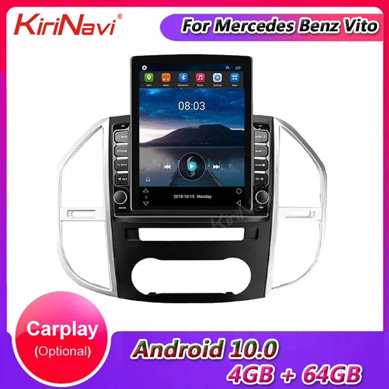 

Автомагнитола KiriNavi в стиле Tesla с вертикальным экраном 9,7 дюйма, Android 10,0 для Mercedes Benz VITO, автомобильный Dvd-плеер, Автомобильная GPS-навигация, 4G BT
