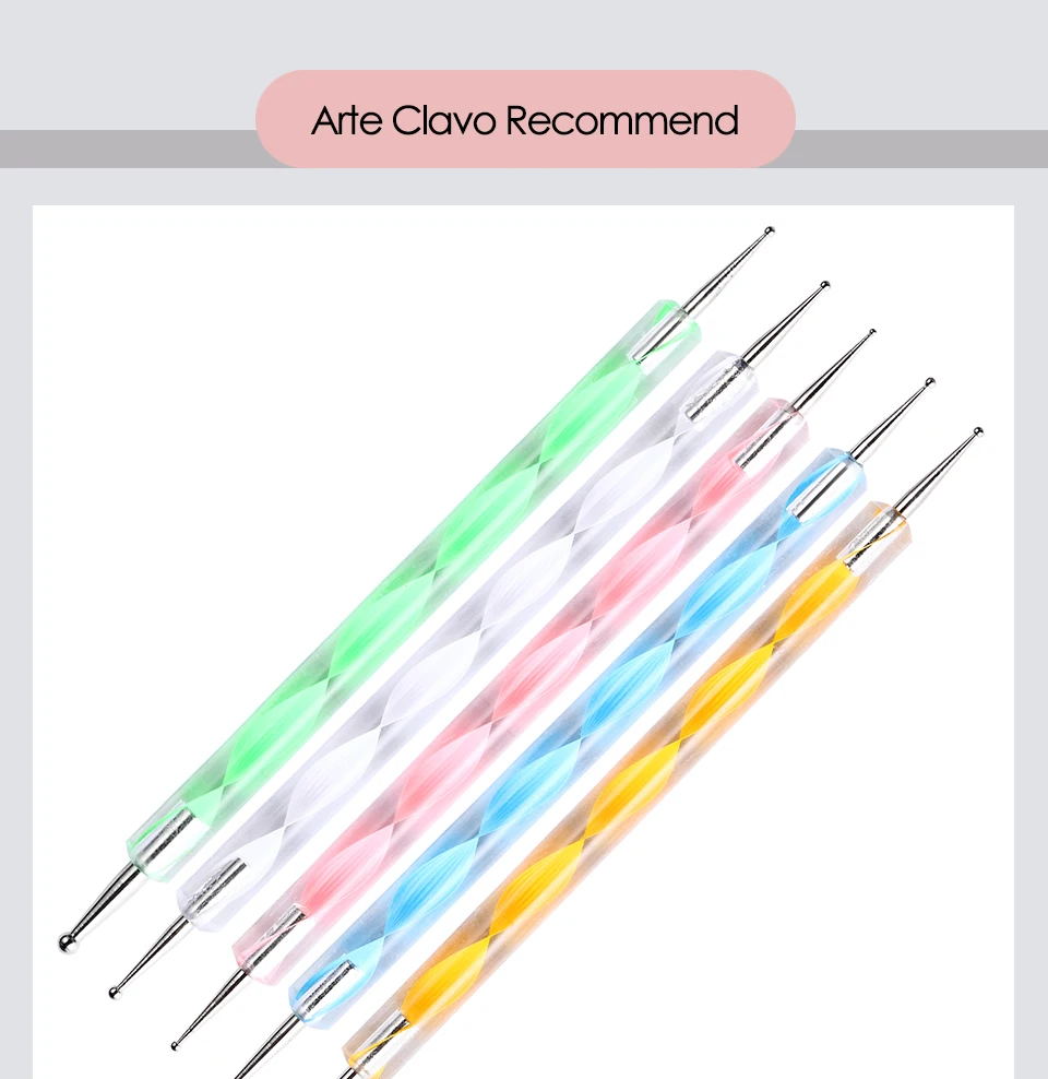 Arte Clavo 5 шт./компл. инструменты для очистки ручки украшение для УФ-геля ногтей инструмент для красоты дизайн ногтей рисовальный, чертежный инструмент для нанесения страз