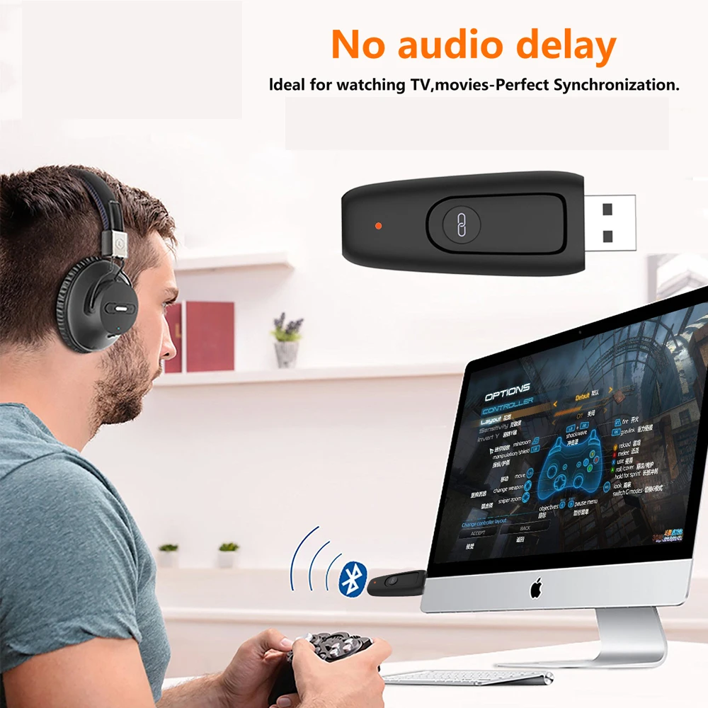 Беспроводной Bluetooth 5 0 USB RCA Aux 3 мм Aptx передатчик с низкой задержкой адаптер для PS4