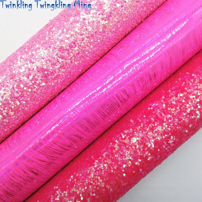 Розовая блестящая ткань Гладкая лакированная искусственная кожа синтетическая