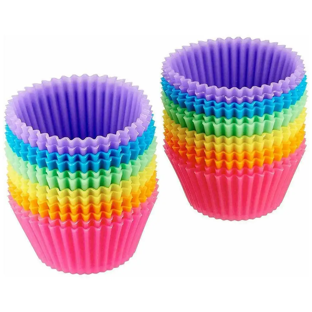 

24Pcs Round Silicone Muffin Cups Baking Silicone Mold Mold Kitchen Tools Lace Cupcake Set Cake Tart Egg Paper Liners U7X7
