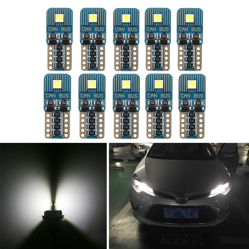 Светодиодный внутренний парковочный фонарь 10x T10 W5W без ошибок для Toyota Corolla Yaris Avensis