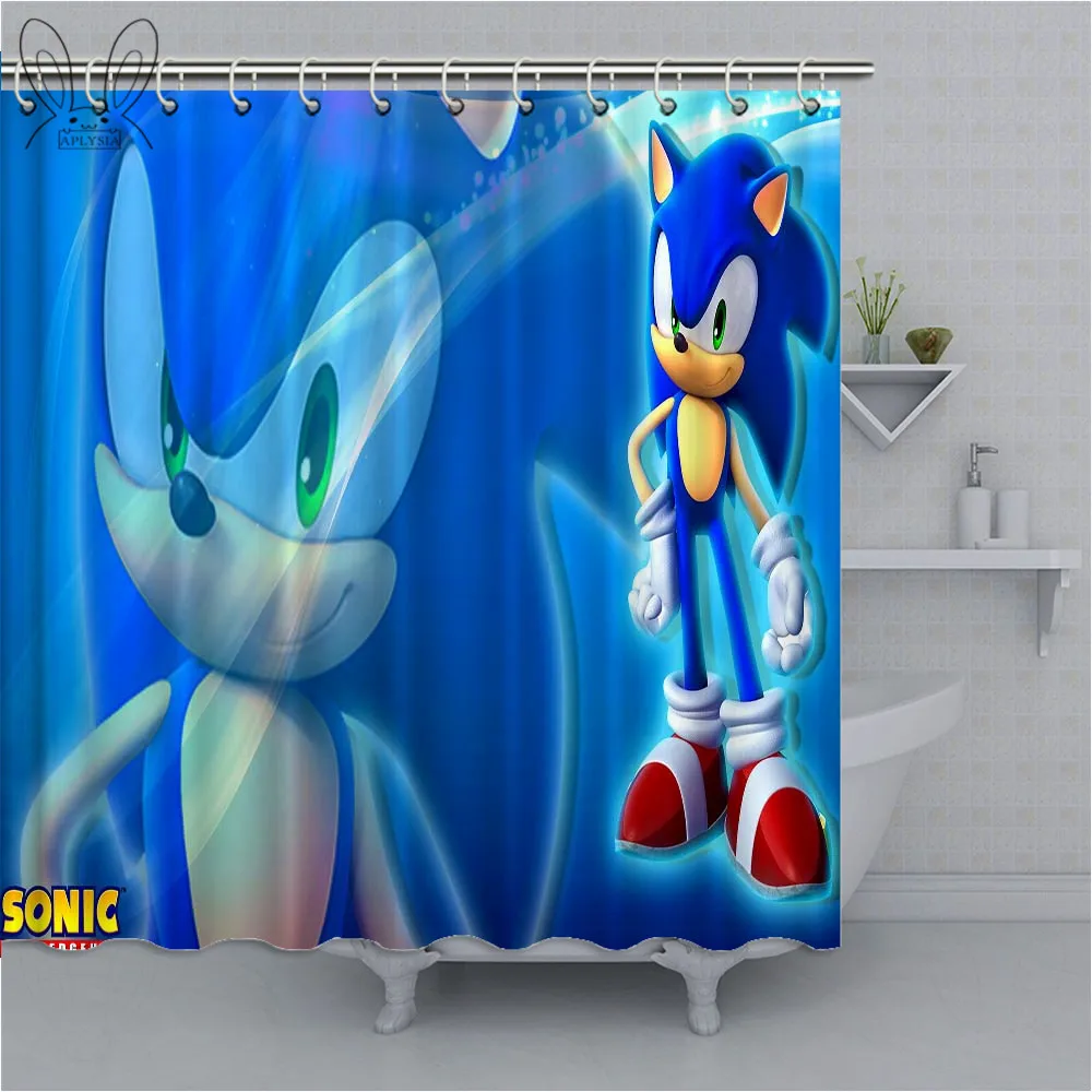Мультяшная занавеска для душа популярная серия Sonic водонепроницаемая ванны из