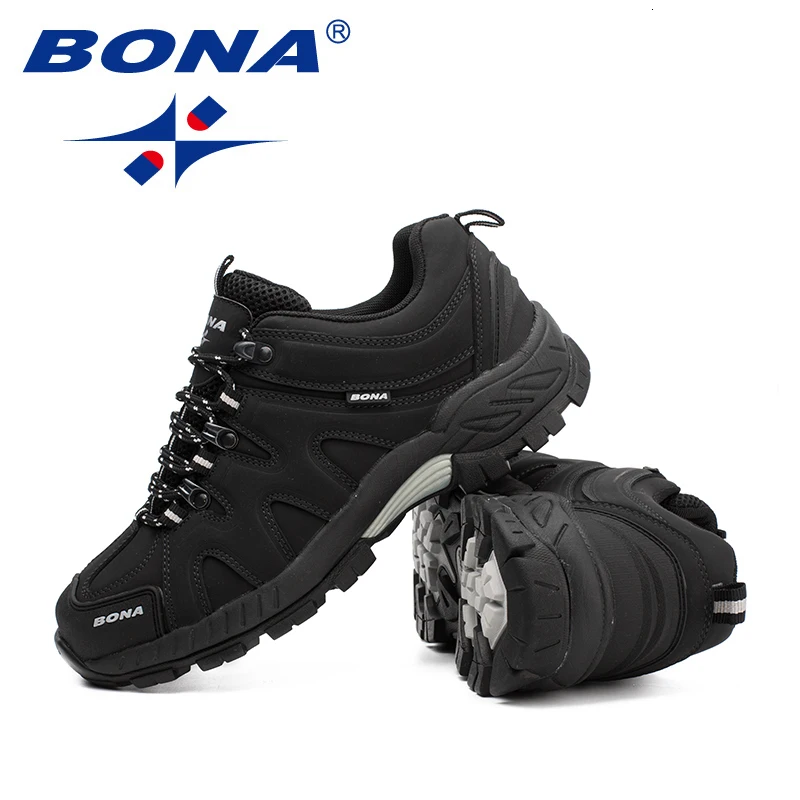 BONA Winter Hiking Shoes For Men Anti-skid Waterproof travel Boots Man Sport Shoes Outdoor Jogging Trekking Lace Up Sneakers